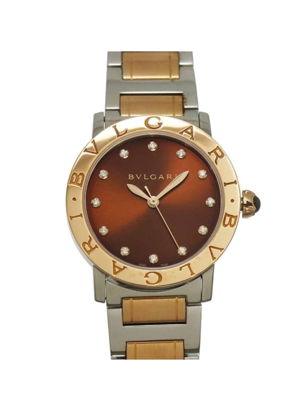 Bvlgari Boys Watch Diamond Brown 18k Pink Gold Automatic